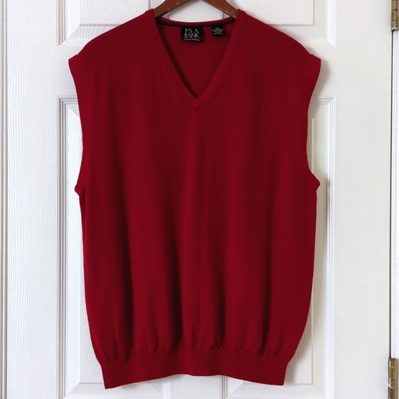 Jos. A. Bank 100% Merino Wool Classic Preppy V-neck Sweater Vest Deep Red XXL - Picture 1 of 8